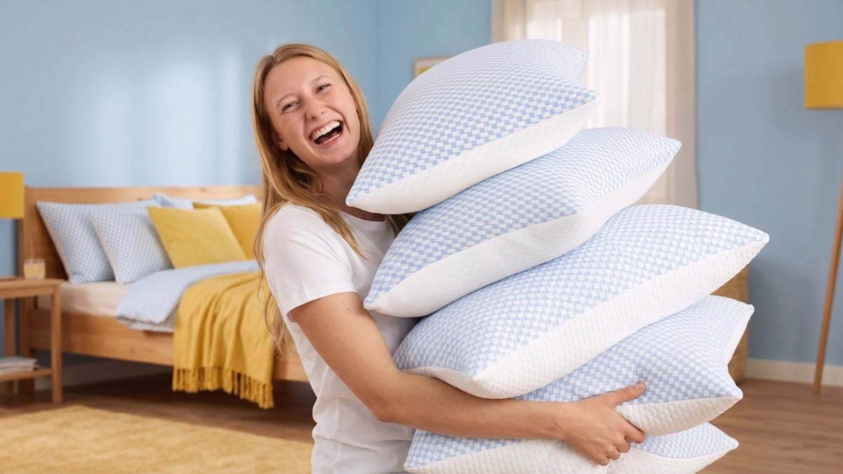 Hoofdkussen van memory foam, beschikbaar in drie formaten voor een ideale ondersteuning en comfort tijdens de nacht.