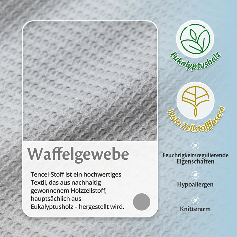 Waffelgewebe-Detail der Ella Kühlenden Decke aus Eukalyptusholz