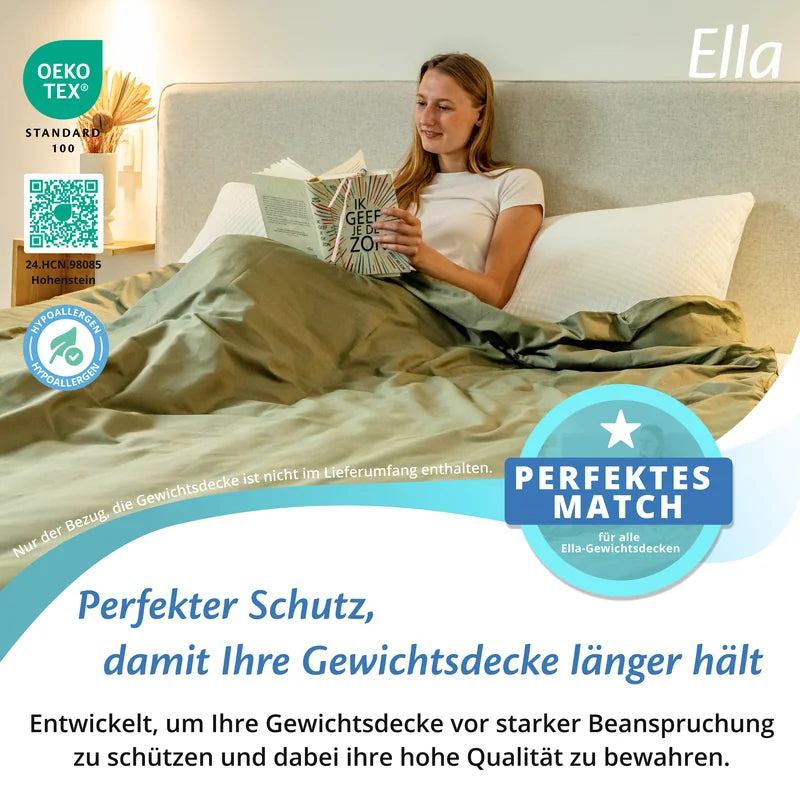 Ella Bezug für Gewichtsdecke Hellolivgrün – perfekter Schutz, damit die Decke länger hält