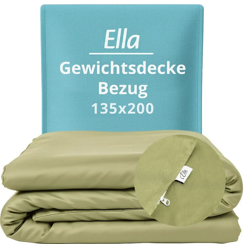 Ella Bezug für Gewichtsdecke Hellolivgrün 135x200 cm – Baumwollbezug