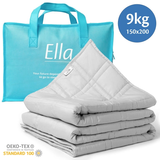Verzwaringsdeken van 9 kg in een neutrale kleur, ontworpen om stress te verminderen en de slaapkwaliteit te verbeteren.