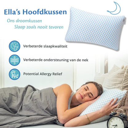 Een luxe hoofdkussen dat zorgt voor een perfecte balans tussen zachtheid en ondersteuning tijdens het slapen.