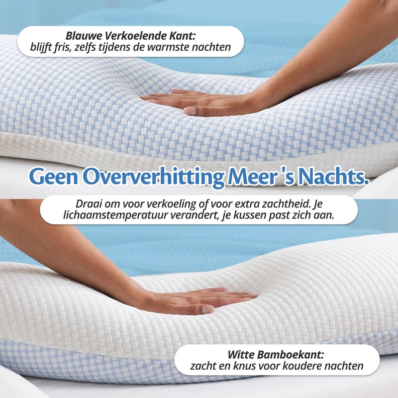 Ella zwangerschapskussen met koelende bamboehoes tegen oververhitting 's nachts.