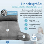 Lesekissen in Dunkelgrau mit den Maßen 60 × 53 × 40 cm und 3,88 kg sowie den Hinweisen OEKO-TEX-zertifizierter Stoff, Formgedächtnisschaumfüllung und hypoallergen