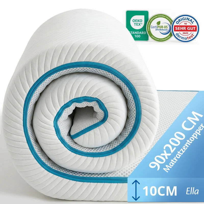 Ella Topper 10 cm 90x200 cm – Medium-Soft Comfort Plus, Hotelqualität