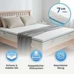 Matratzentopper 7 cm Höhe – sicherer Sitz, Doppeldichte-Stützsystem, waschbarer Bezug