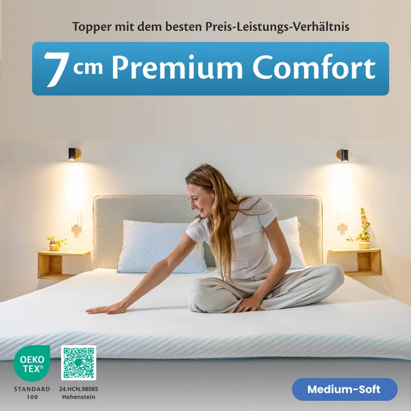 Ella Matratzentopper 7 cm Premium Comfort – Medium-Soft, OEKO-TEX zertifiziert