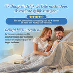Klantreview van de Ella verzwaringsdeken met 4,5 sterren en een koppel samen in bed.