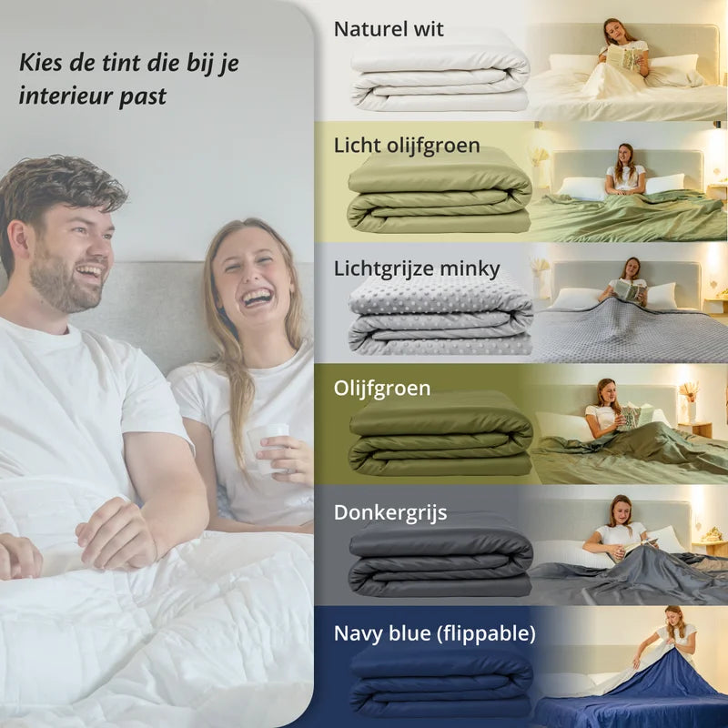 Kleuroverzicht van Ella hoezen voor verzwaringsdekens.