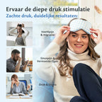 Frau mit einer Schlafmaske, perfekt zur Linderung von Nasennebenhöhlenschmerzen und Müdigkeit.